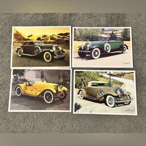 Vintage Classic Car Dealership Postcards Set of 4